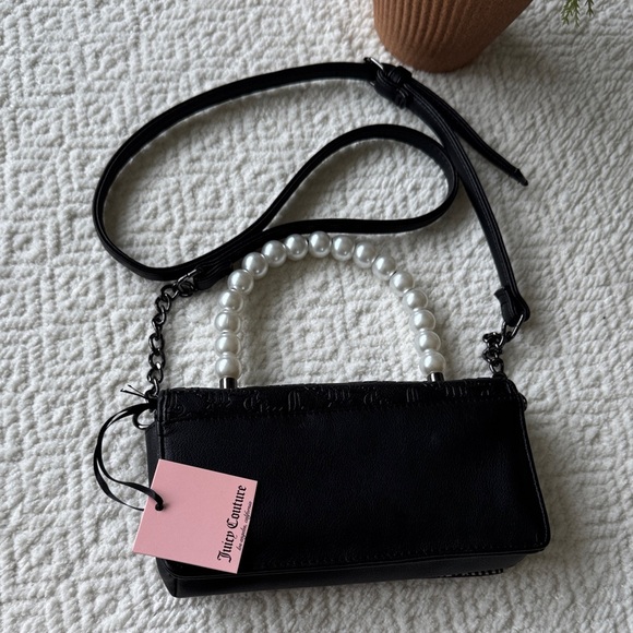 NWT Juicy Couture Black Mini Bag with Pearl Handle - Picture 7 of 9